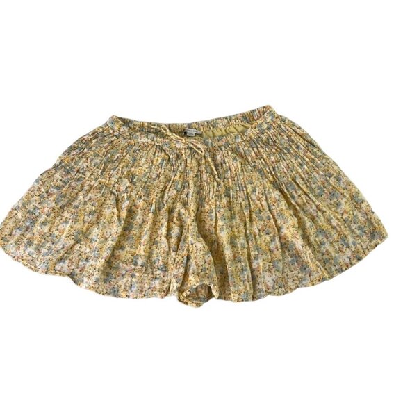 Womens American Eagle High Waisted Floral Short Front Pleats Drawstring Yellow L - Picture 5 of 14